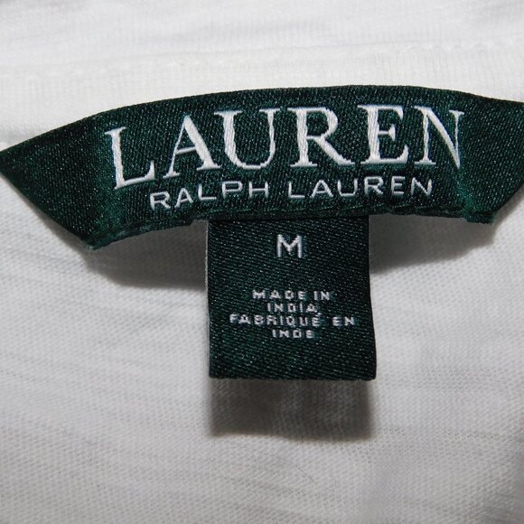 Lauren Ralph Lauren M White Blue Embroidered Tunic Top Boho Peasant Blouse - Picture 7 of 12